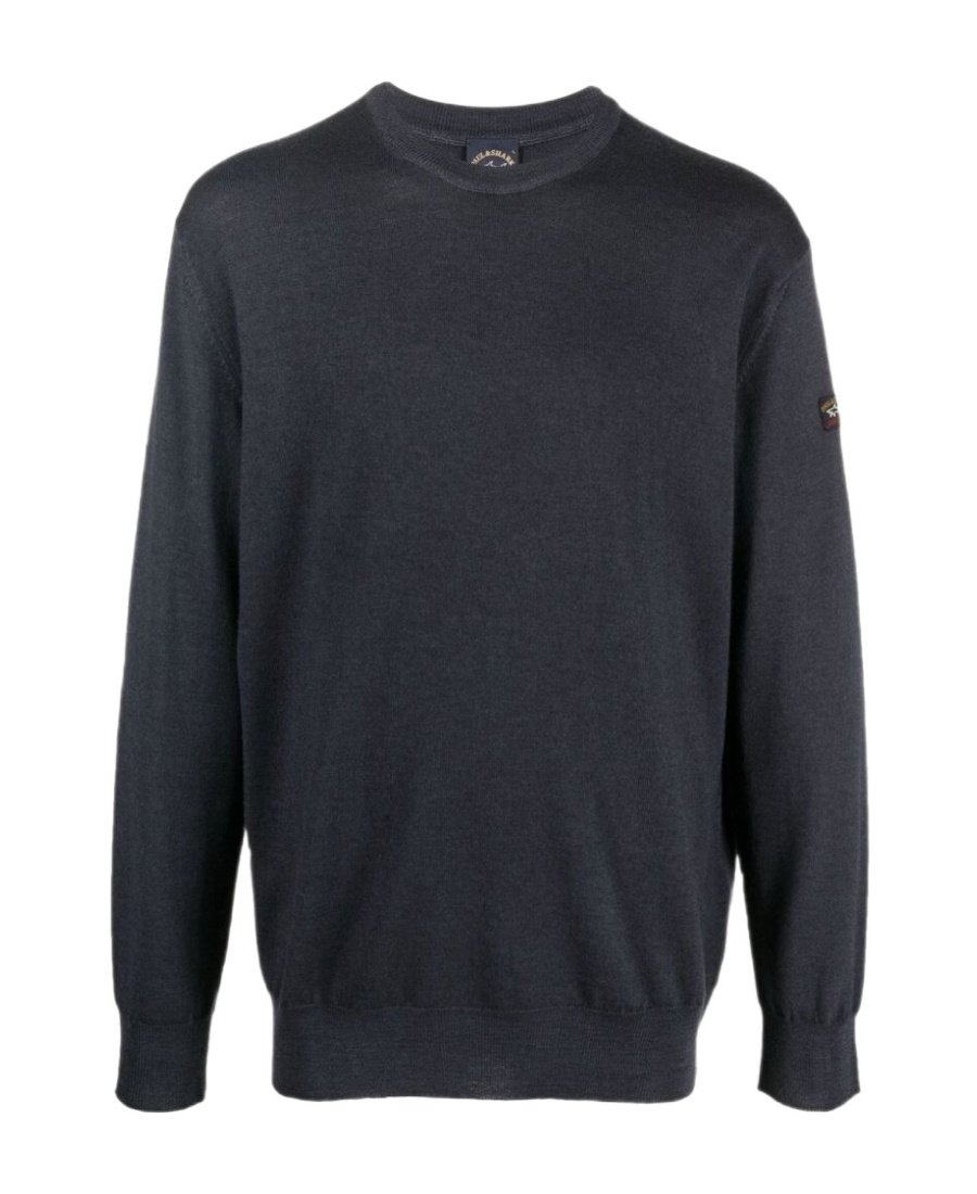 Paul & Shark Maglia Con Scollo A V In Lana Merino Con Badge Iconico In Black