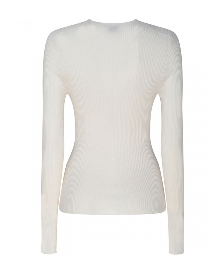 Lanvin Round Neck Long-sleeved Sweater In White