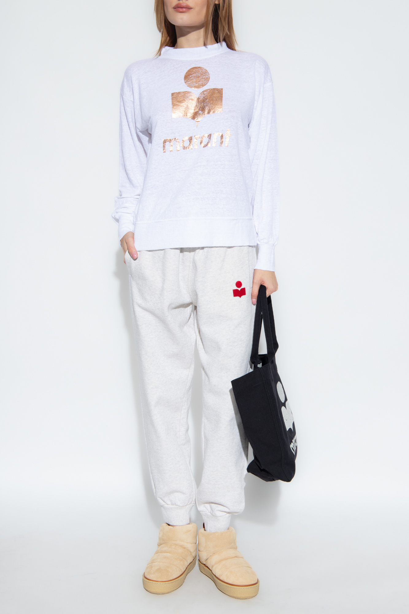ISABEL MARANT ÉTOILE ROUND-COLLAR LONG-SLEEVE HOODIE
