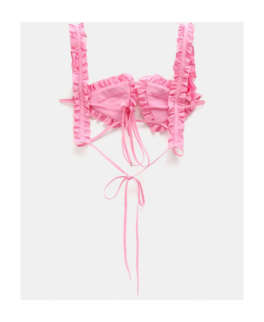 Attico Ruffle Trim Bra Top In Pink