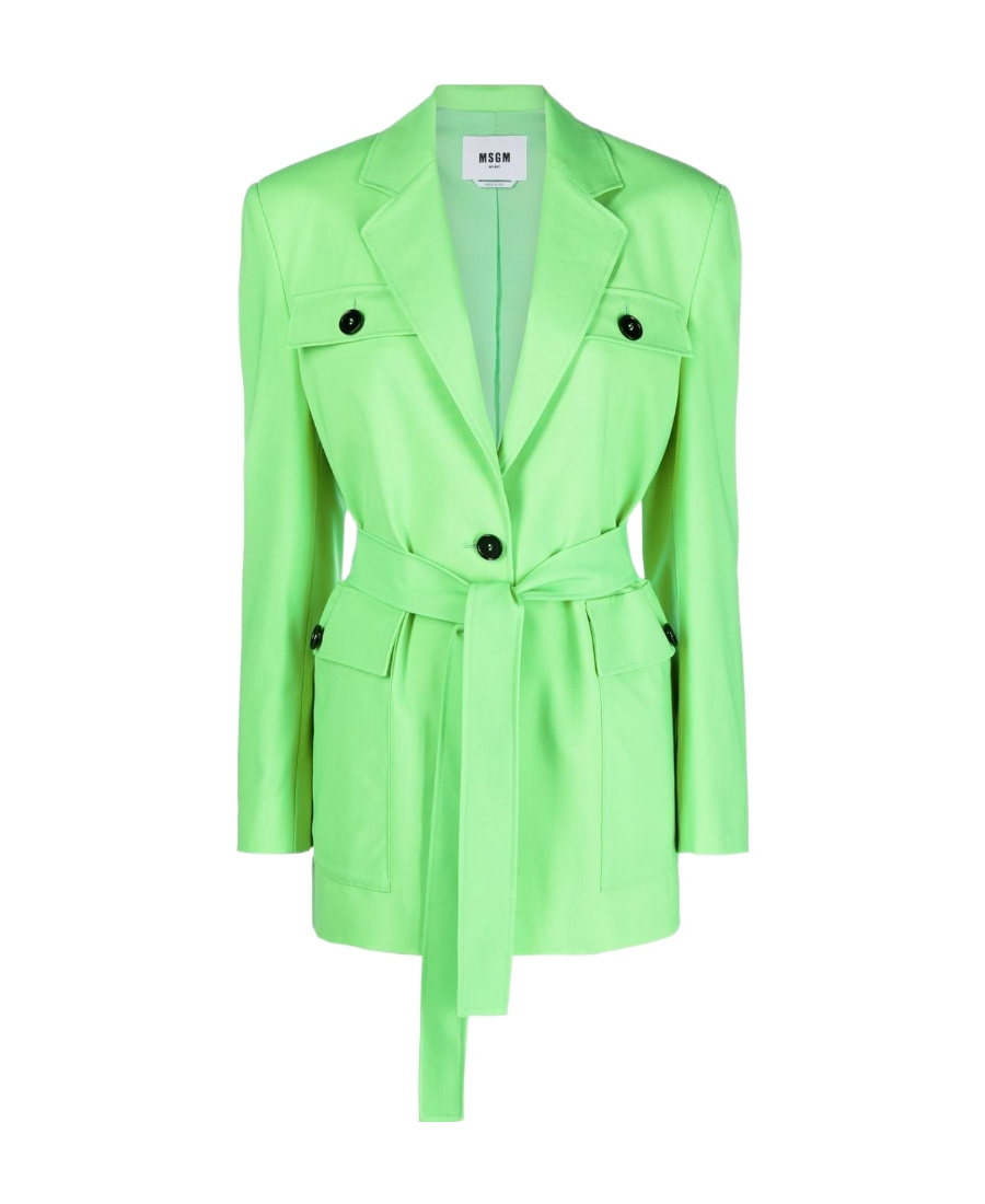 Msgm Cargo-pocket Belted Jacket In Green