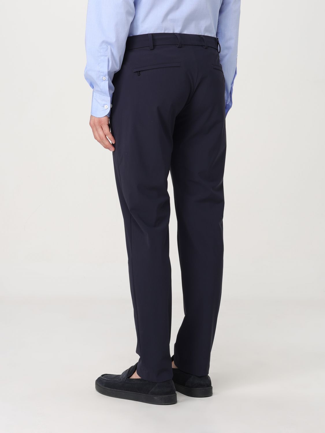 Pt Torino Navy Blue Cotton Trousers In Black