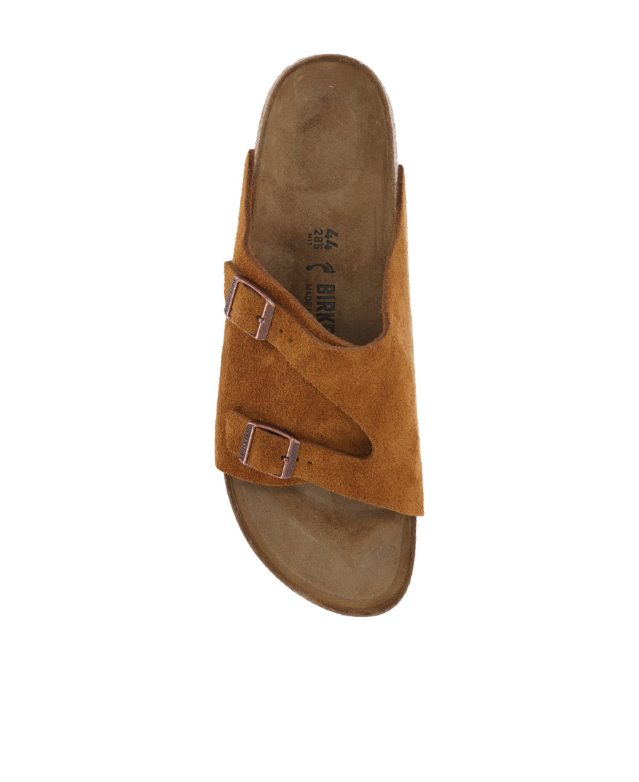 Birkenstock Mink Suede Slippers With Two Adjustable Straps In Brown