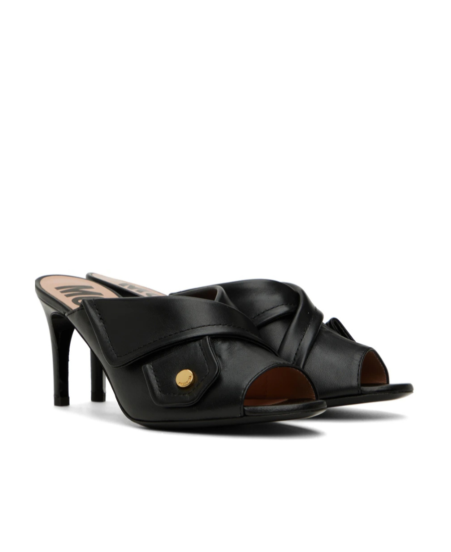 Moschino Heeled Leather Mules In Black