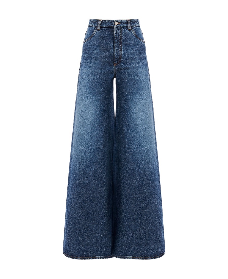 Chloé Chloe' Wide Leg Denim Jeans In Black