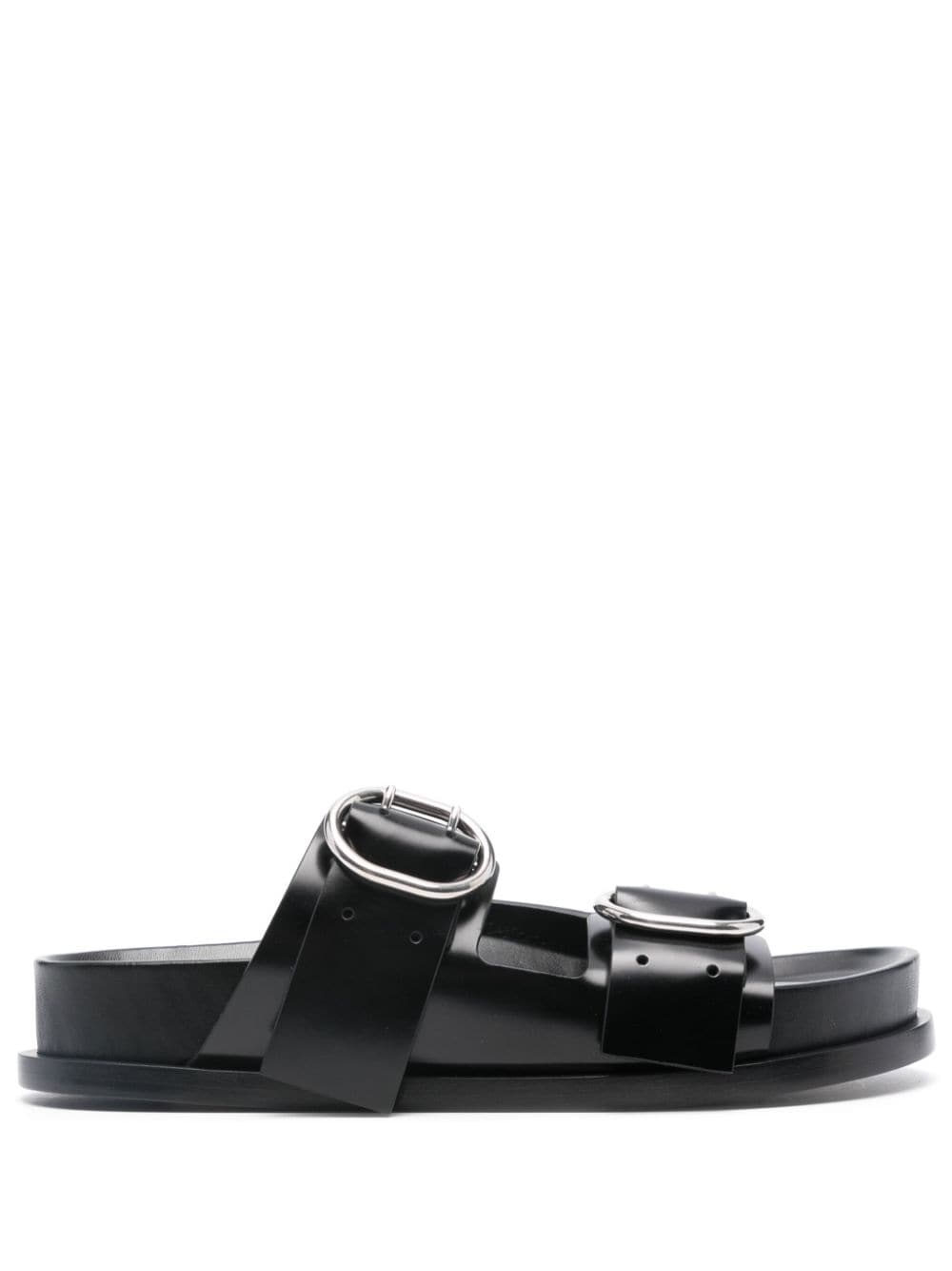 Jil Sander Buckled Leather Sandals In Black