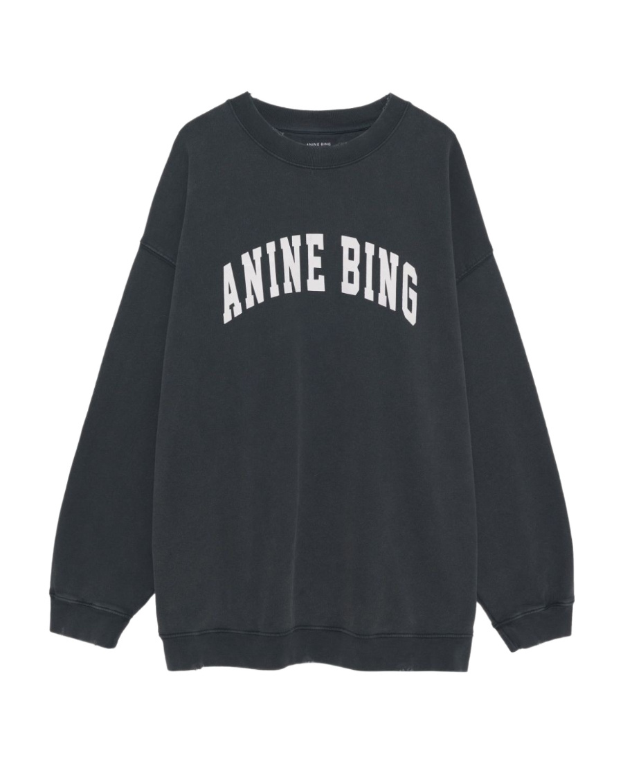 Shop Anine Bing Tyler Organic-cotton Sweatshirt In Black