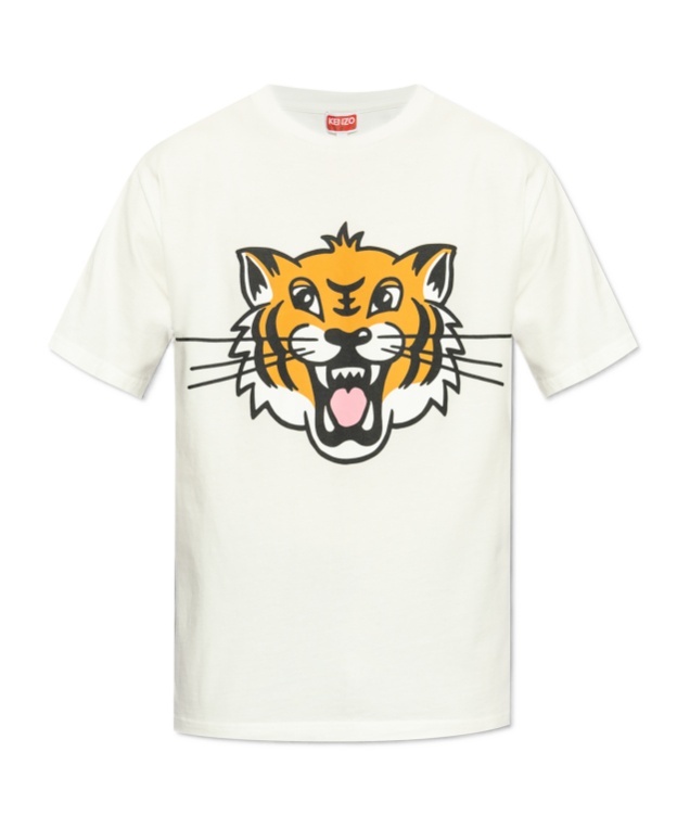 Kenzo Happy Tiger Classic Cotton T-shirt In White