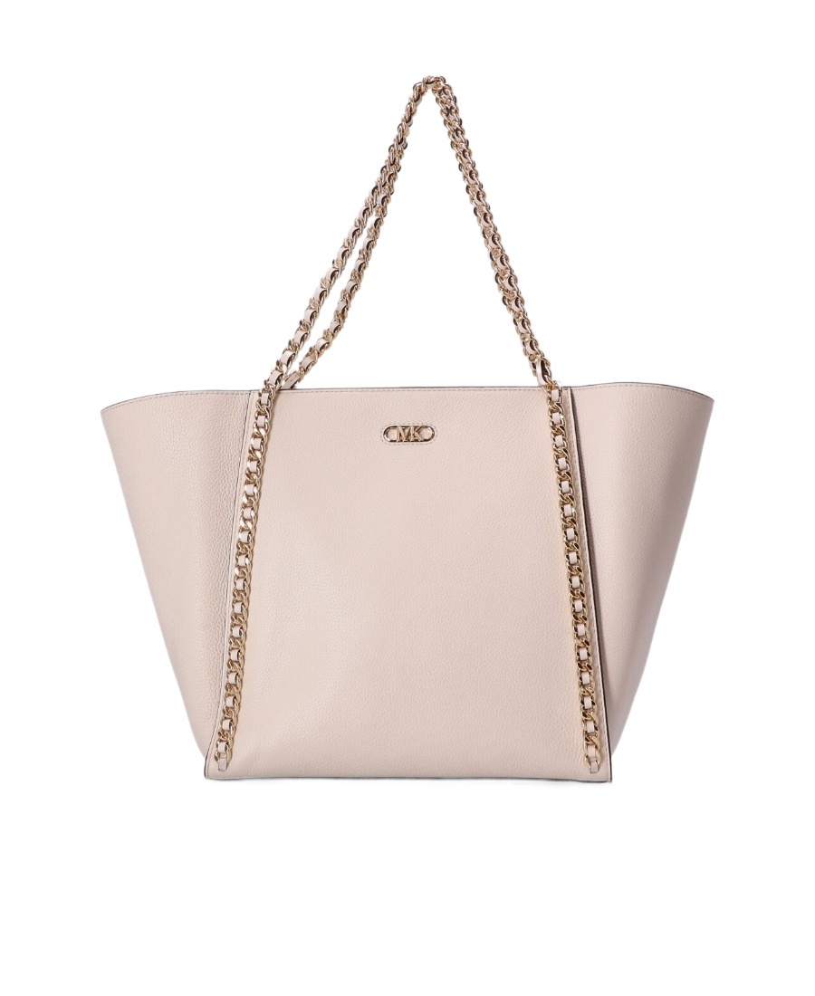Shop Michael Michael Kors Chain-link Leather Tote Bag In Nude