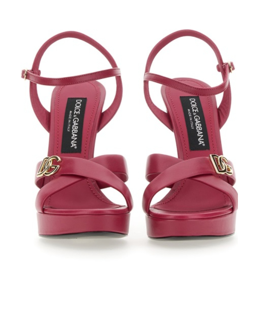Dolce & Gabbana Olimpya Leather Crisscross Platform Sandals In Red