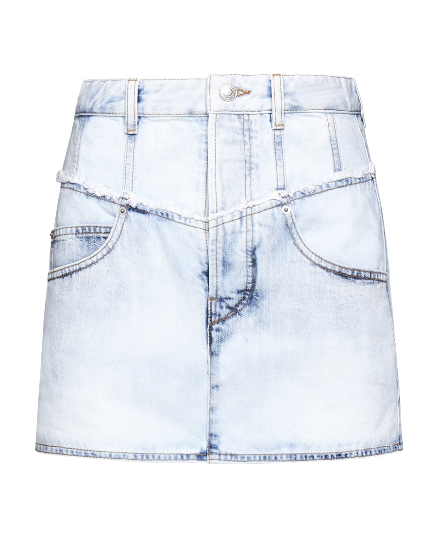 Isabel Marant Ripped-detail Denim Fitted Skirt In White