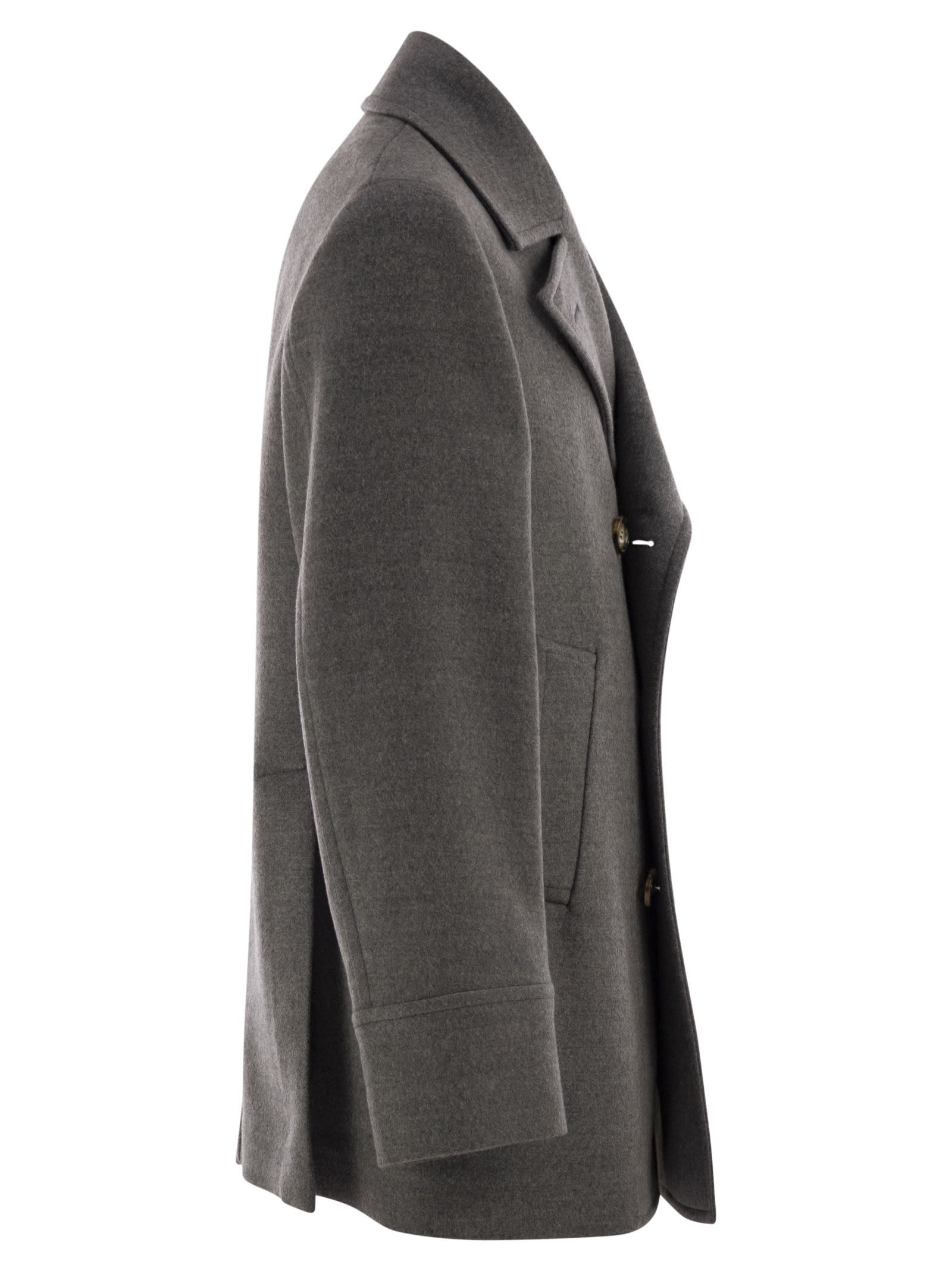 Brunello Cucinelli Men One-and-a-half-breasted Wool Coat In Gray