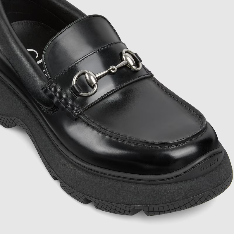 Gucci Men's Lug Sole Loafer With Horsebit In Black