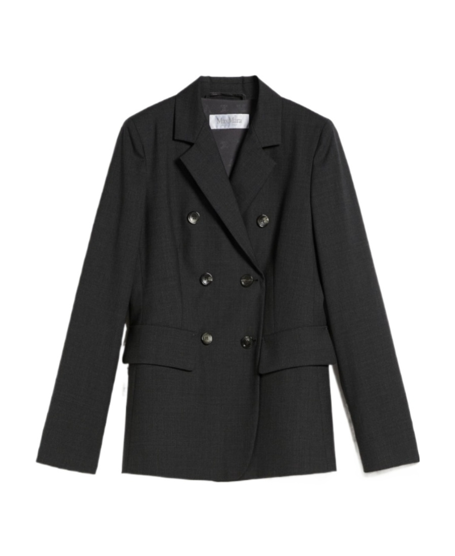 Shop Max Mara Wool Double-breasted Blazer In Black
