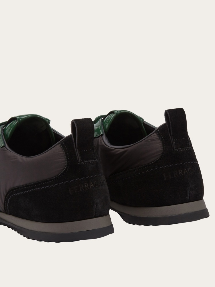 Ferragamo Stitching Low-top Leisure Sneakers In Black