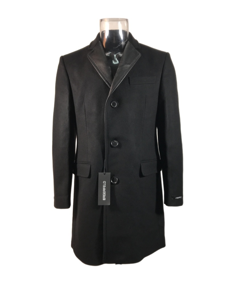 Karl Lagerfeld Lapel Long-sleeved Coat In Black