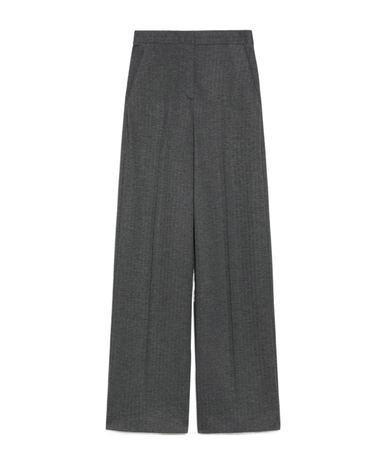 Max Mara Wool Wide-leg Casual Pants In Black