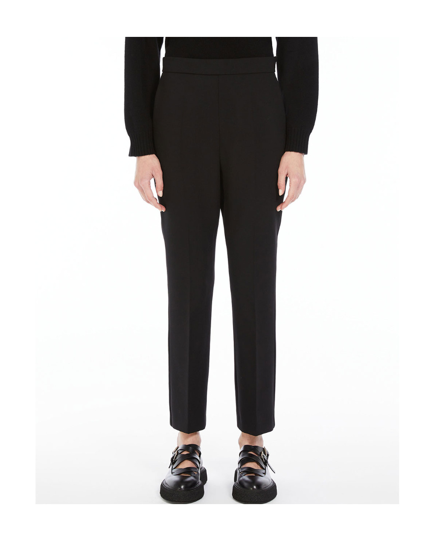 Max Mara Nepeta Ankle-length Trousers In Wool Crepe In Black