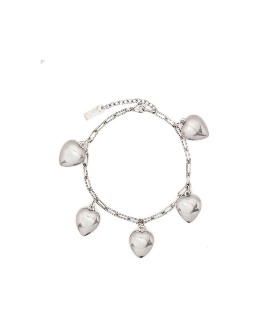 Saint Laurent Coeur Chain Bracelet In White