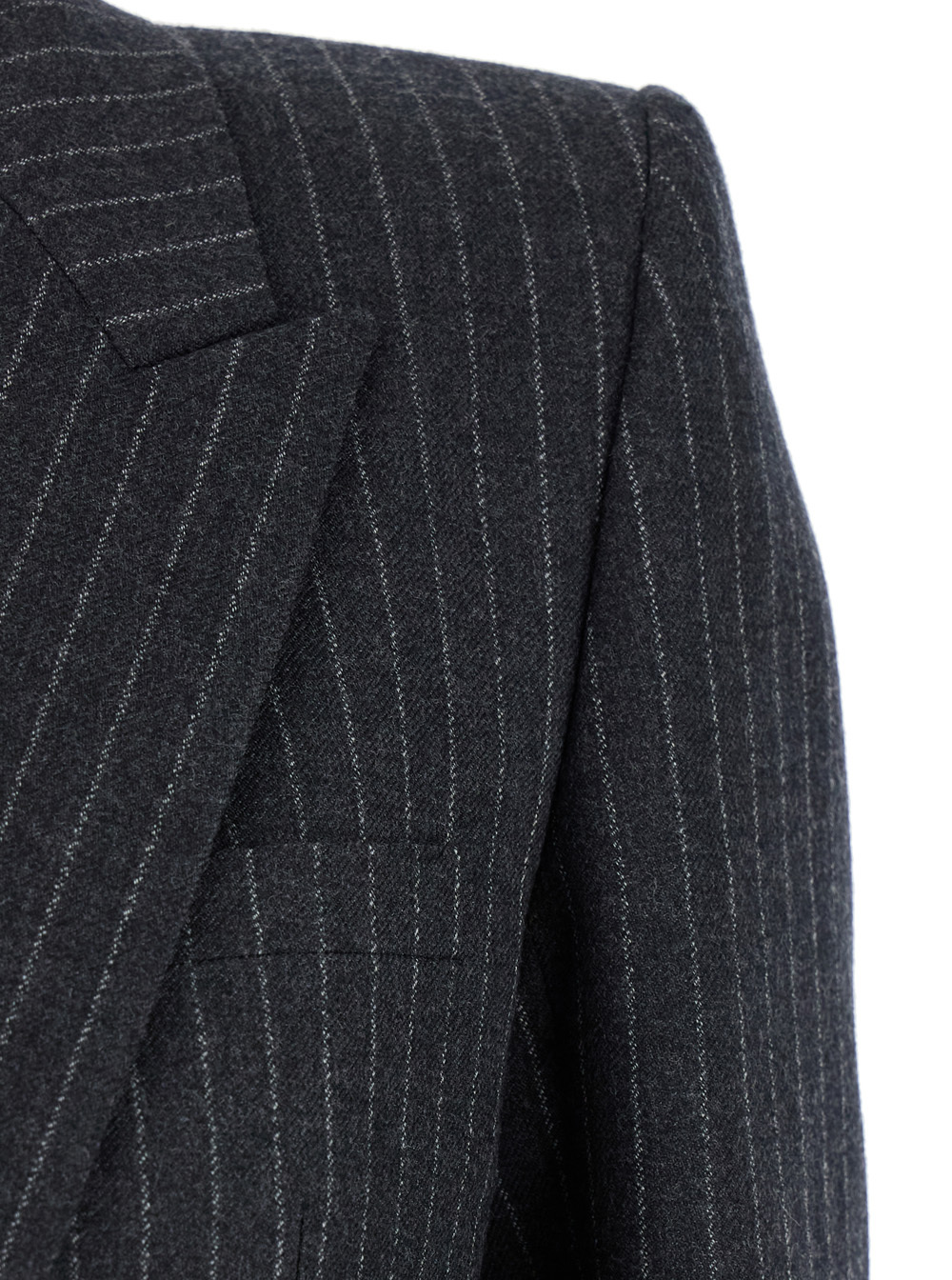 Saint Laurent Striped Flannel Blazer In Black