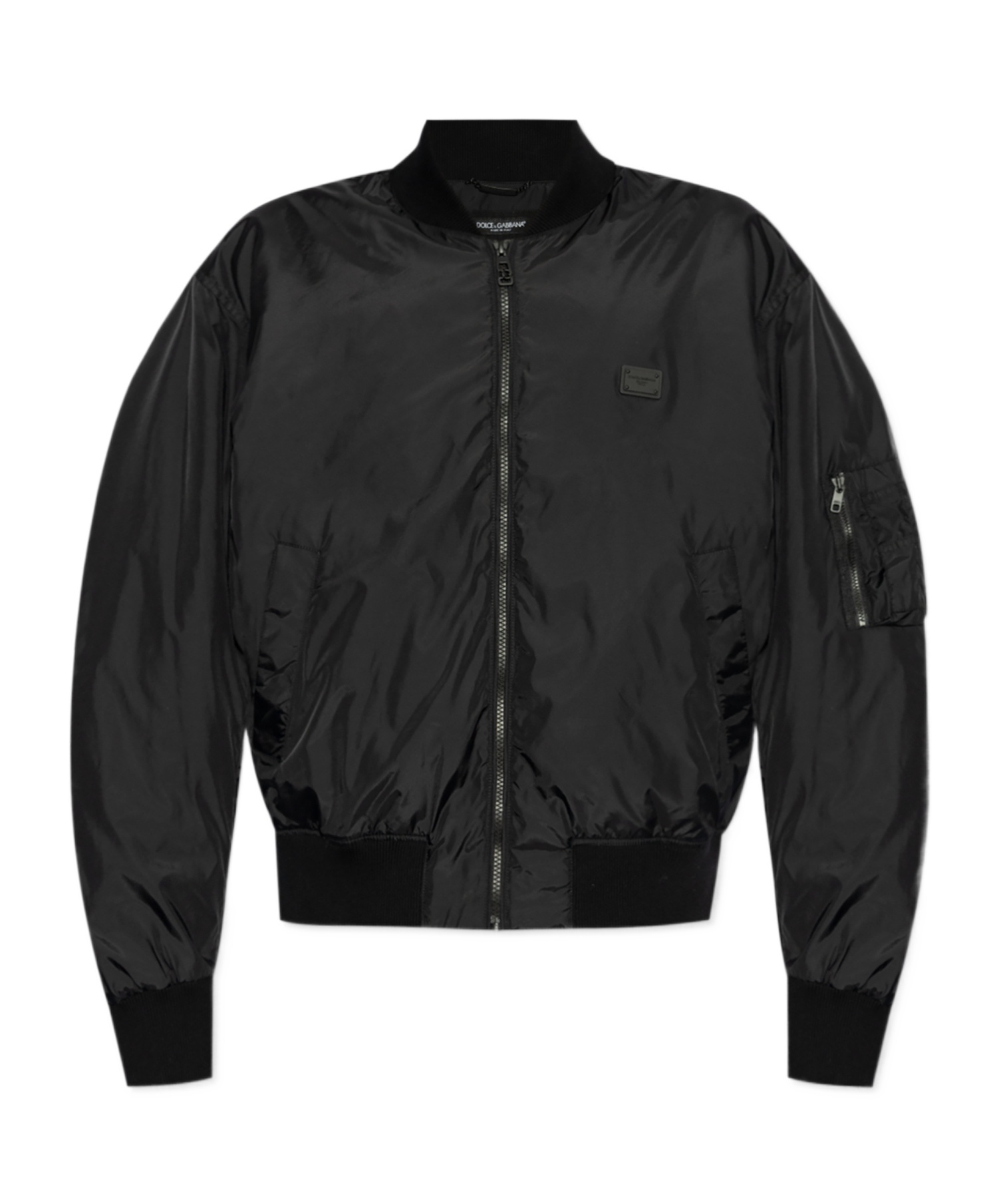 Dolce & Gabbana Logo-plaque Bomber Jacket In Black