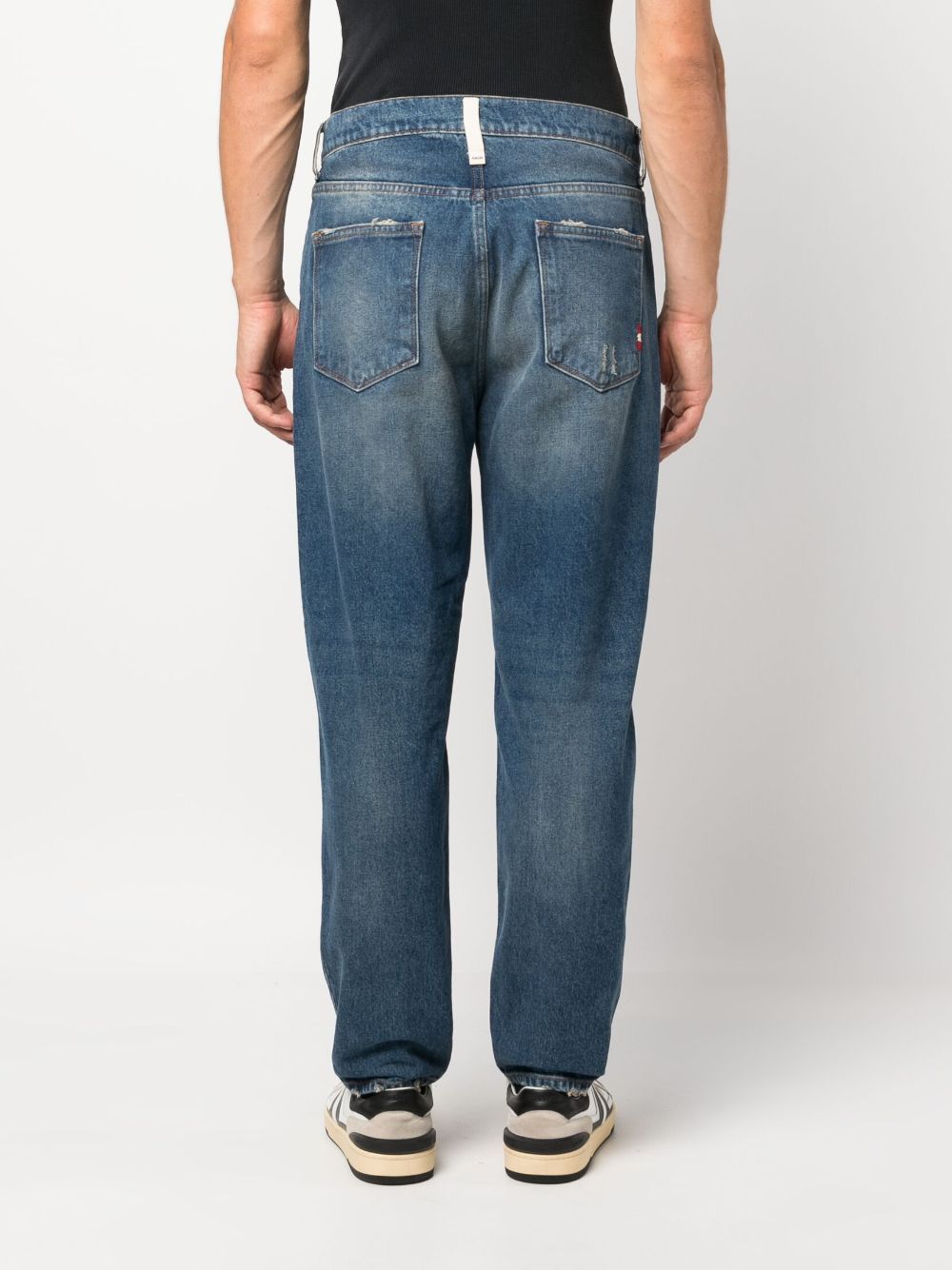 Amish Low-rise Cotton Tapered Jeans In Blue