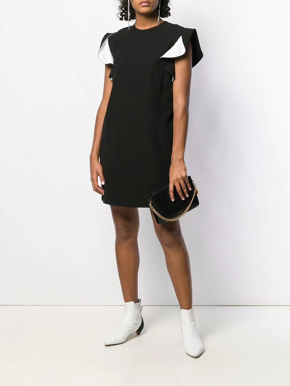 Givenchy Ruffled Short-sleeve Crepe Dress In Black