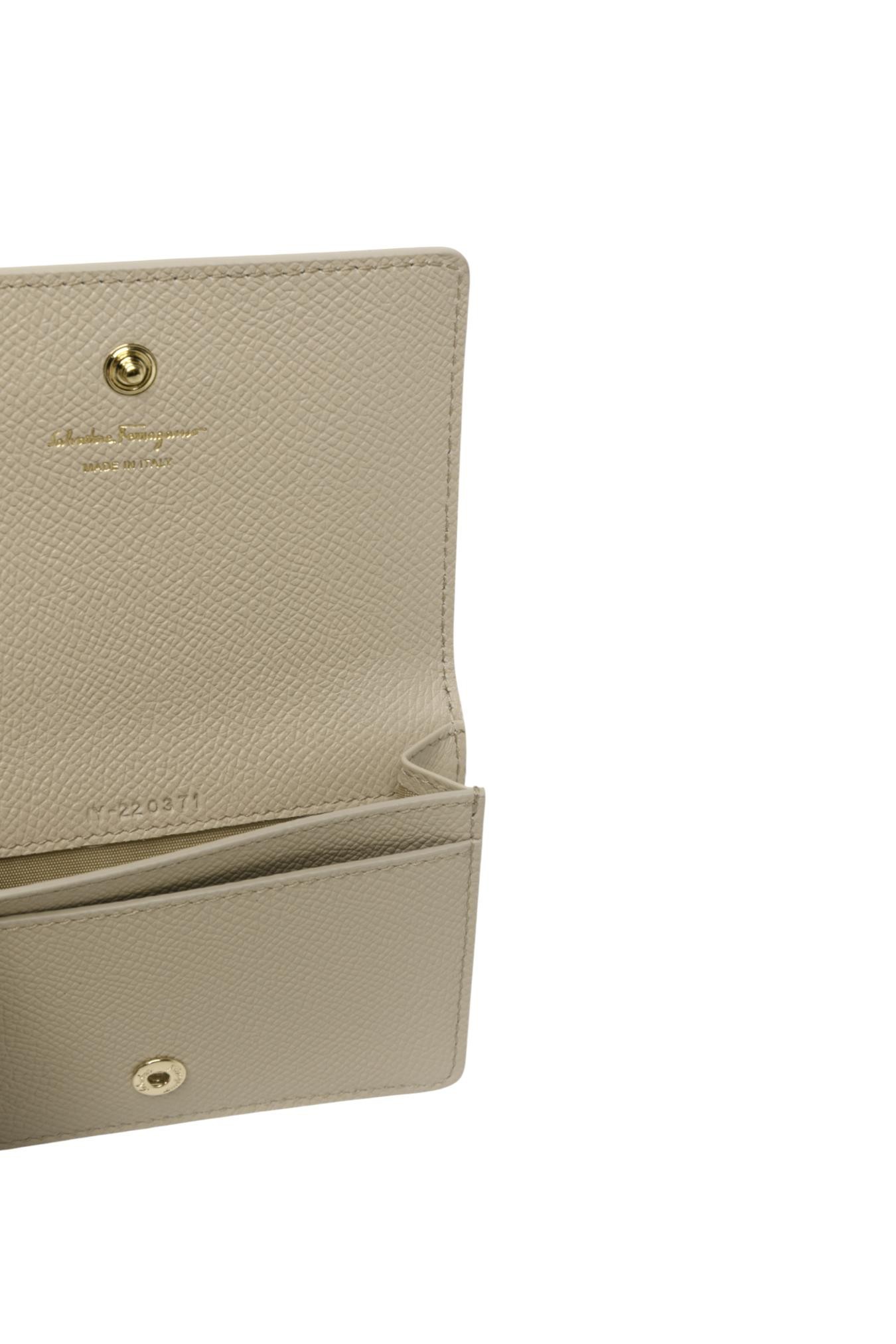 Ferragamo Snap Card Holder In Neutral