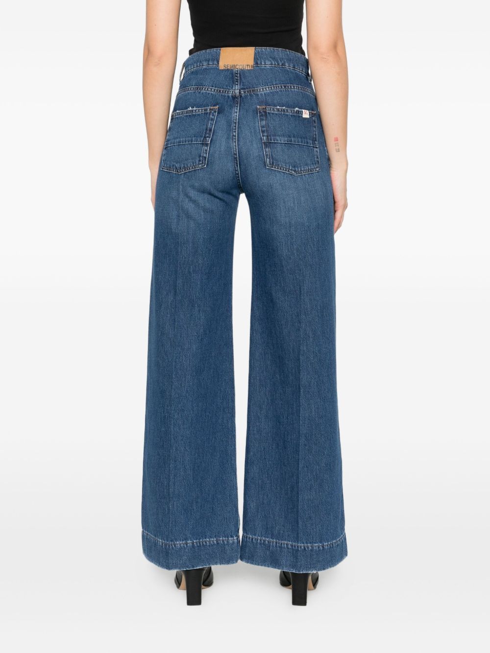 Semicouture Hayley Wide-leg Denim Jeans In Blue