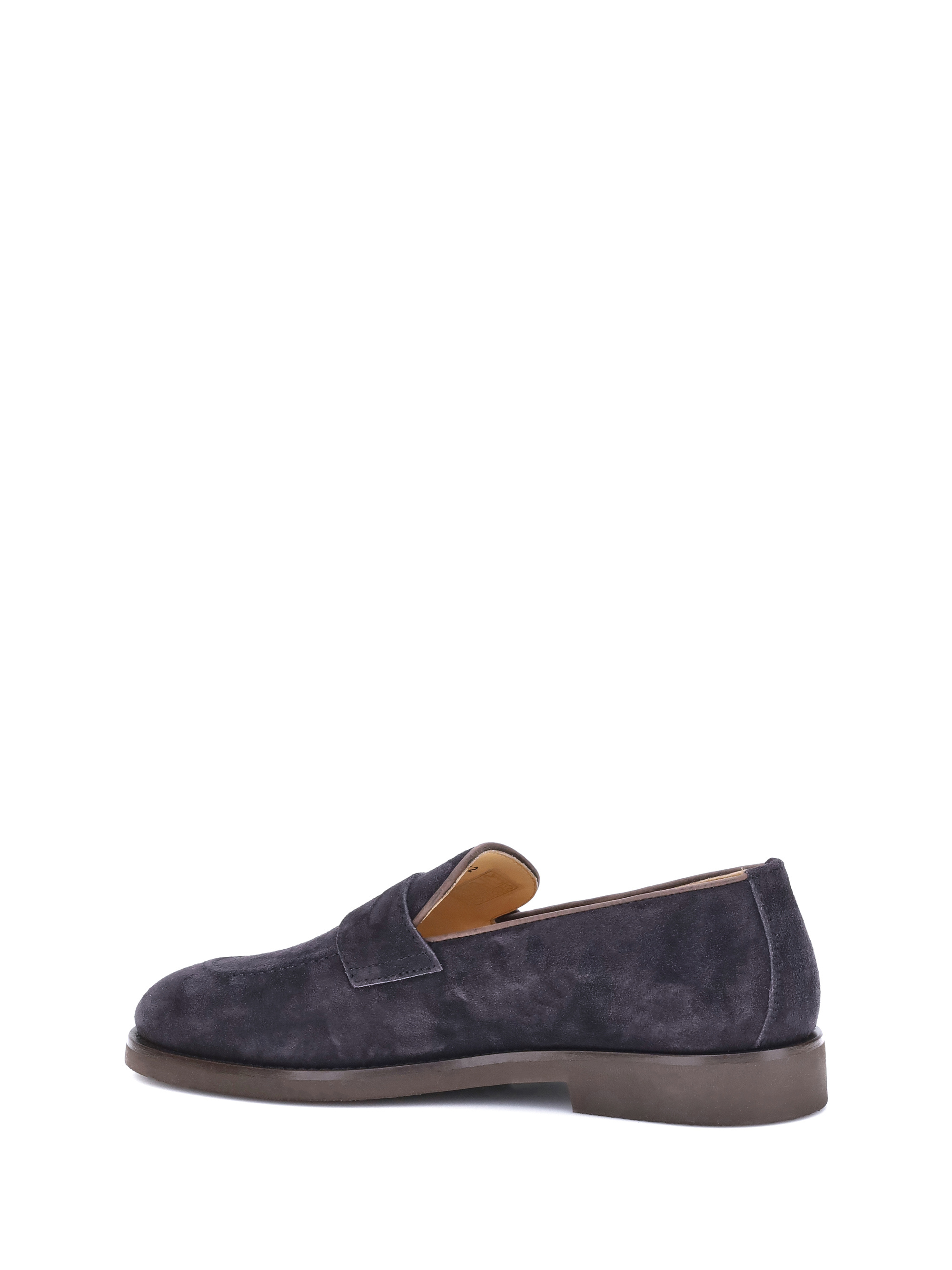 Brunello Cucinelli Mens Navy Flex Penny Suede Loafers In Blue