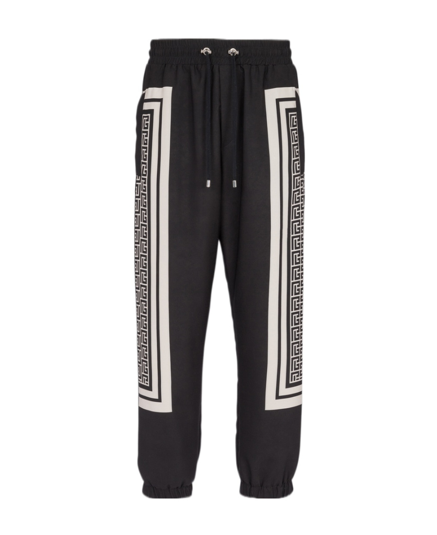 Balmain Monogram-scarf Drawstring Track Pants In Black