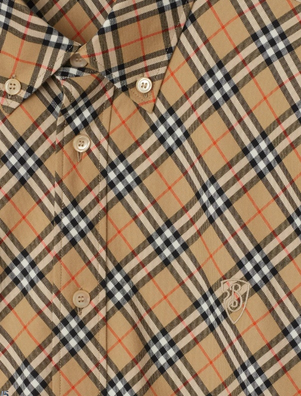 Burberry Vintage Check Long-sleeved Shirt In Brown