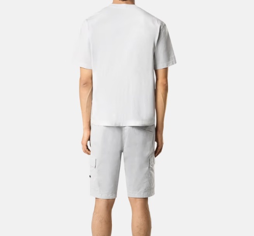 Stone Island Short-sleeved Crew Neck T-shirt With Subtle Emblem Patch In White