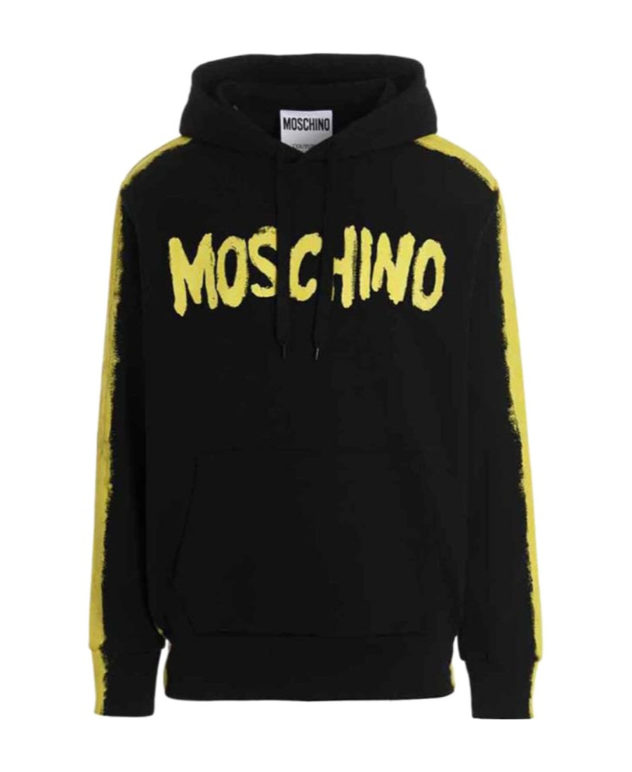 Moschino Logo Print Pullover Hoodie In Black