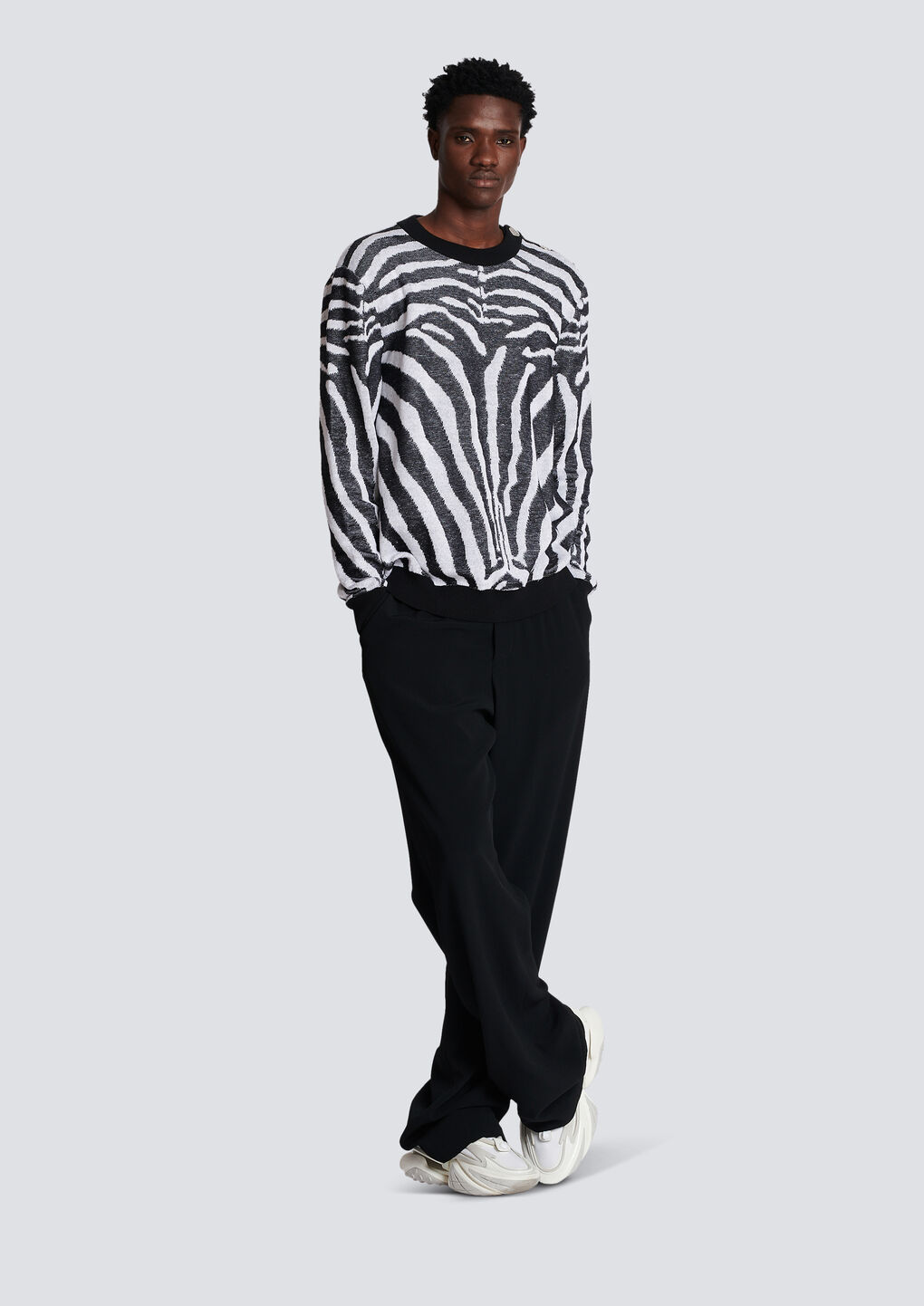 BALMAIN ZEBRA PRINT LINEN JUMPER