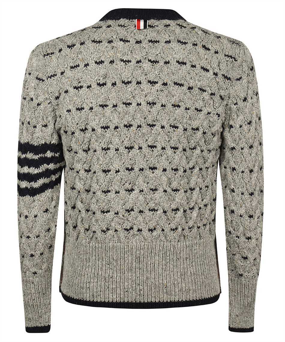 Thom Browne 4-bar Stripes Cable Knit Cardigan In Gray