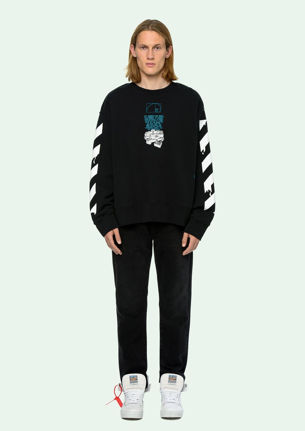 Off-white Dripping Arrows Crew Neck Sweatshirt In Black