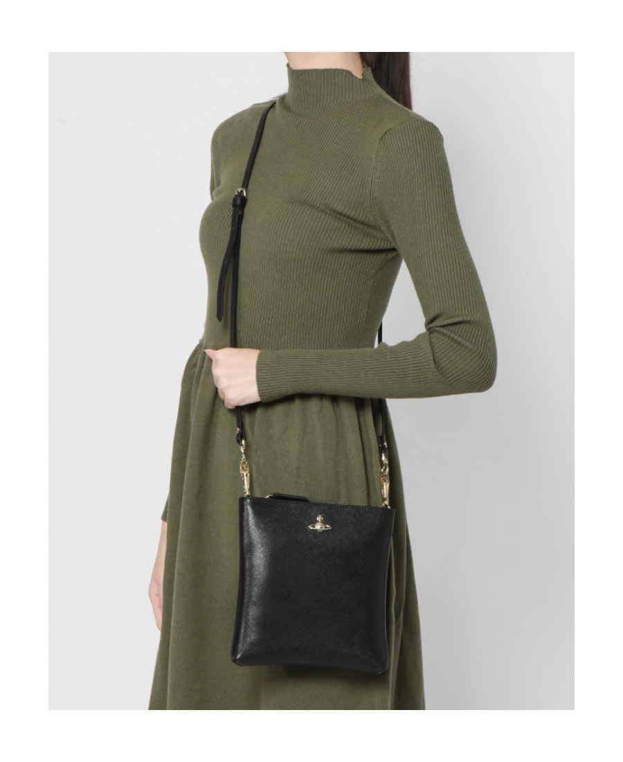 Vivienne Westwood Squire Square Leather Crossbody Bag In Black
