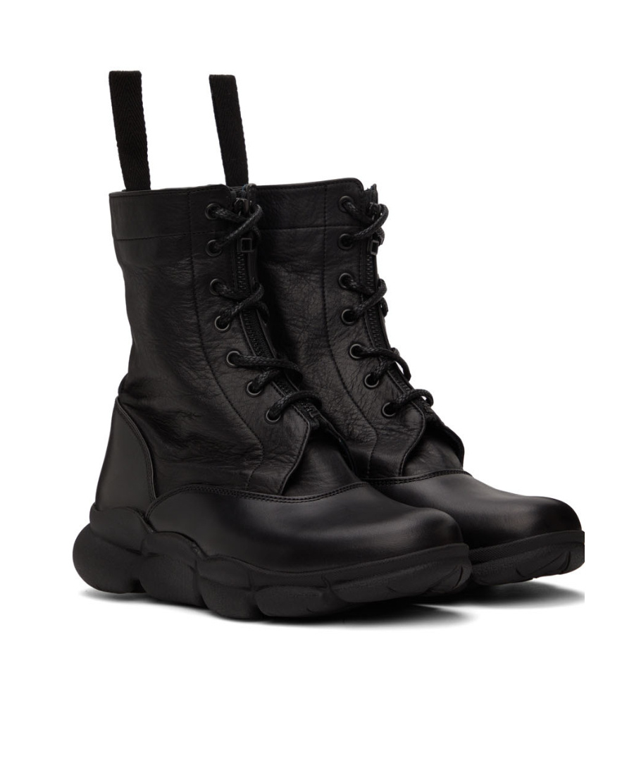 Y's Lace-up Combat Boots In Black