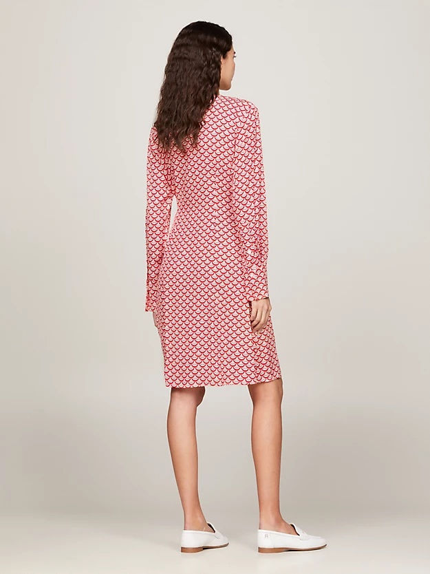 Tommy Hilfiger Long-sleeved V-neck Dress In Pink