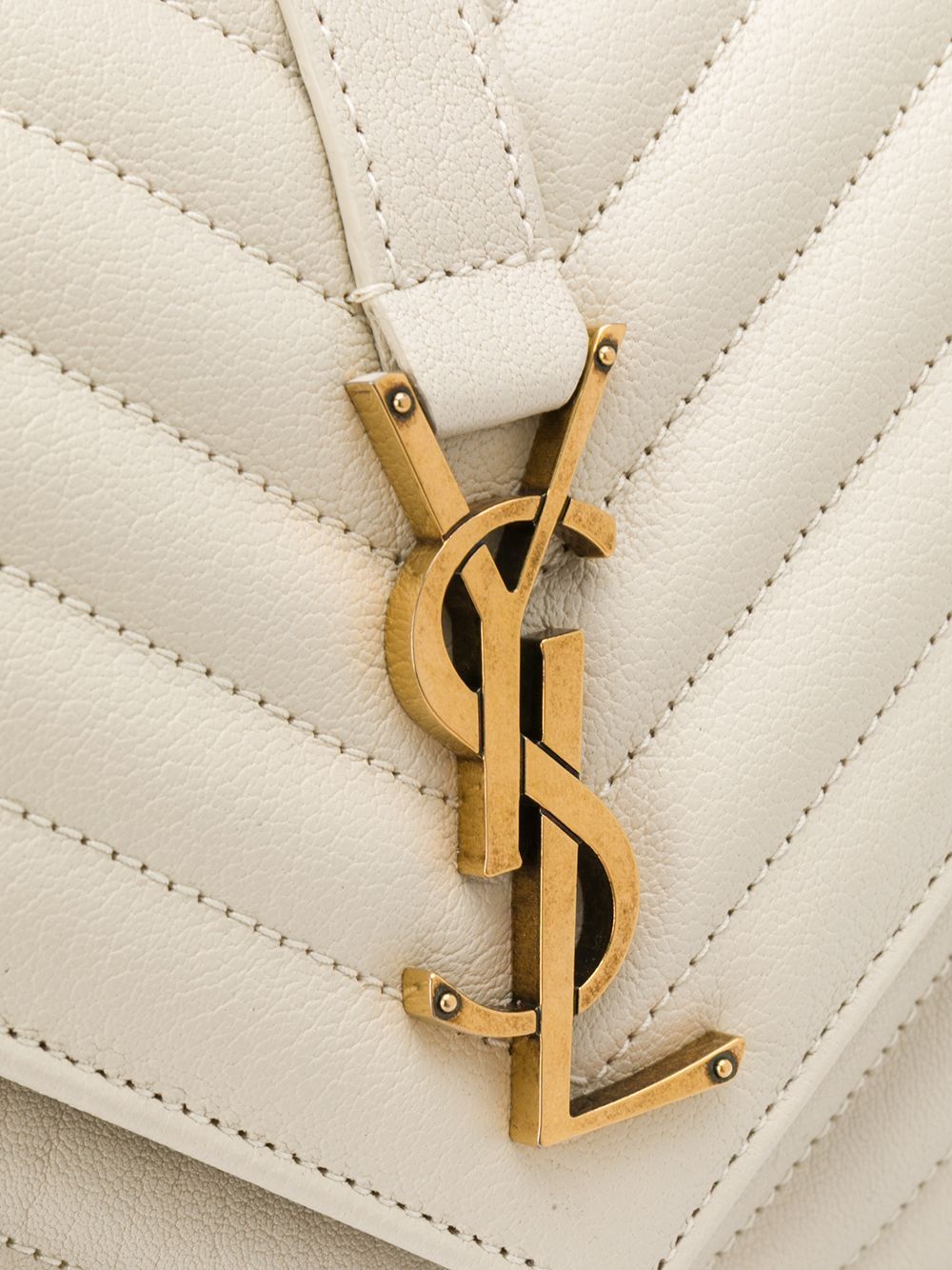 Saint Laurent Logo Plaque Quilted Shoulder Bag In Nude