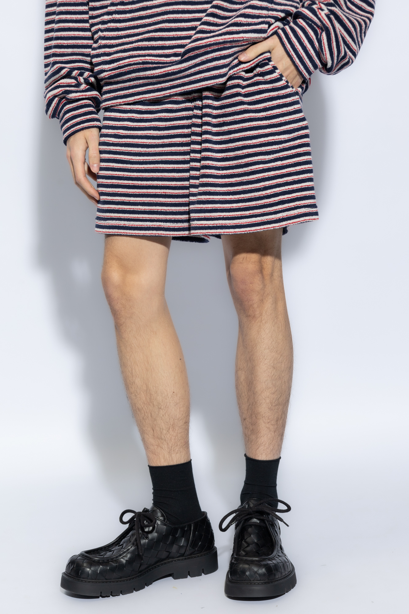 Marni Stripe-print Slip-on Shorts In Black