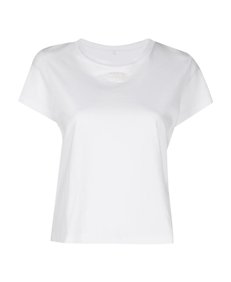 Alexander Wang Essential Jersey Shrunk Tee With Puff Logo And Bound Neck Clothing In White