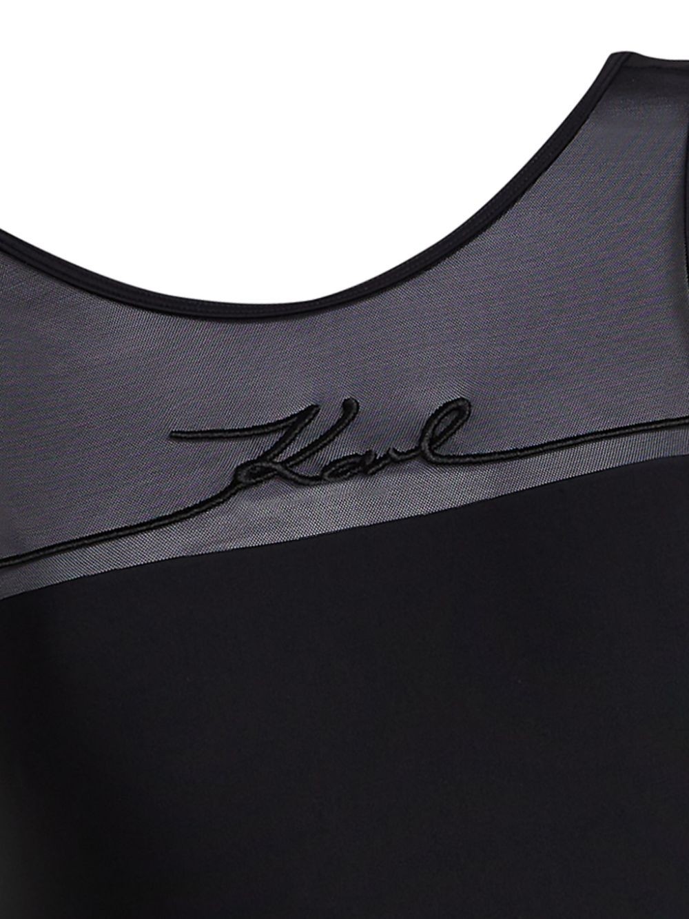 Karl Lagerfeld Logo-embroidered Swimsuit In Black