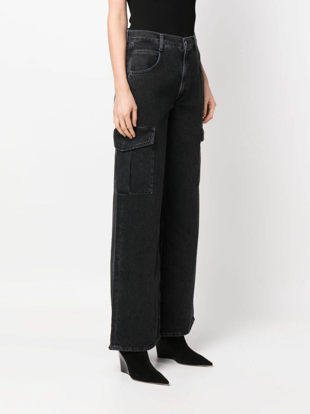 Agolde Wide-leg Cargo Jeans Featuring Belt Loops In Black