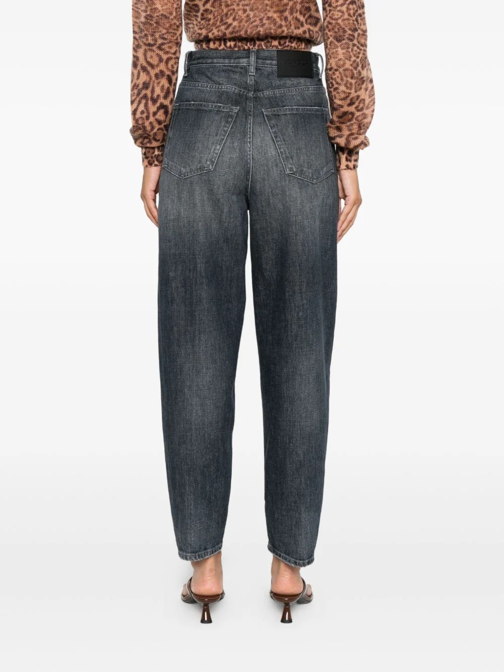 Dondup High-waisted Relaxed-fit Jeans With Vintage Wash In Black