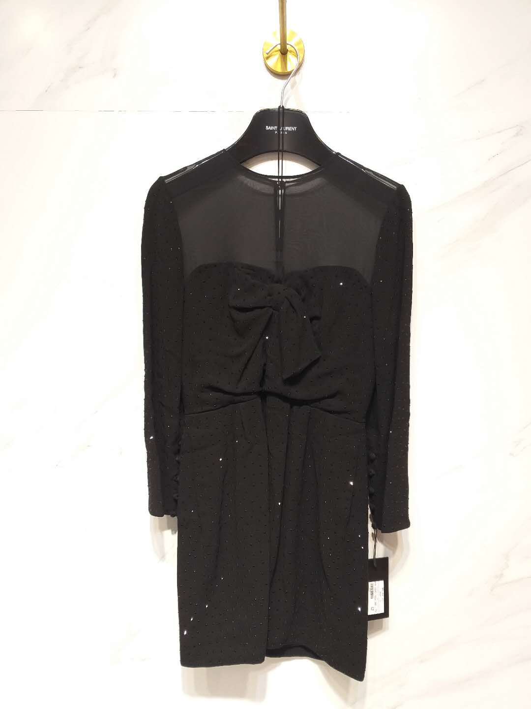 Saint Laurent Short Crystal-embellished Dress In Black