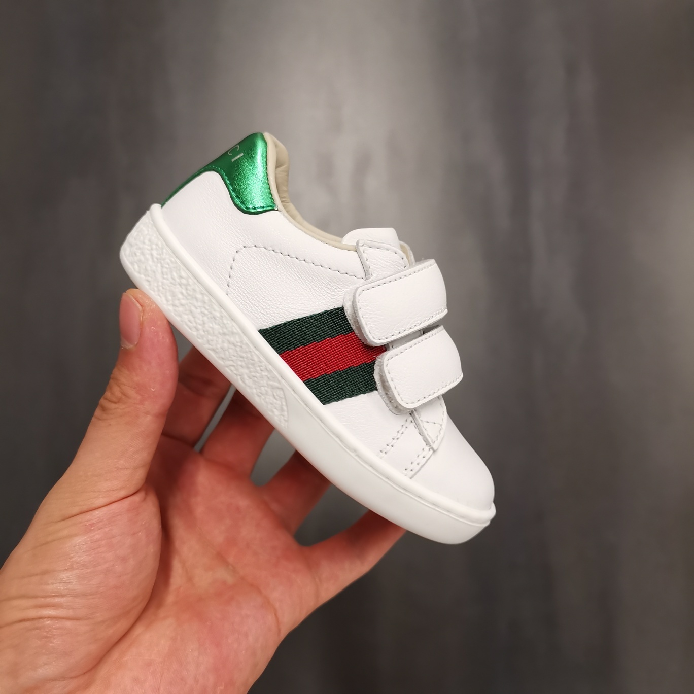 Shop Gucci Toddler Leather Web Detail Sneakers In White