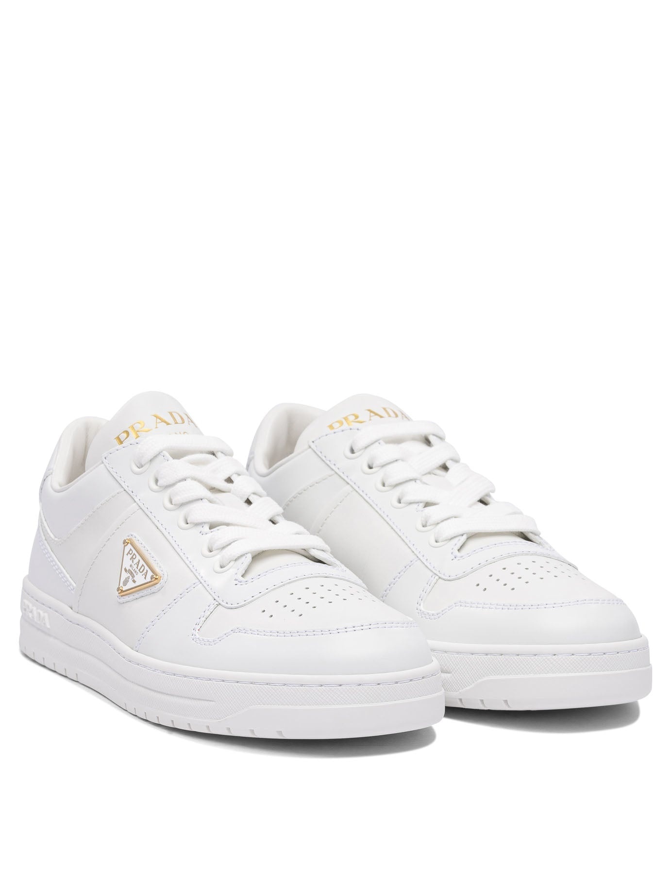 Prada Round-toe Low-top Casual Shoes In White