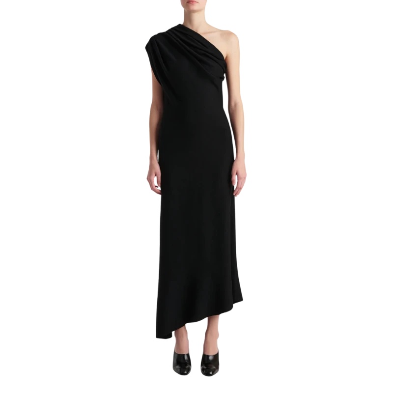 Khaite Coast Asymmetric Dress In Black